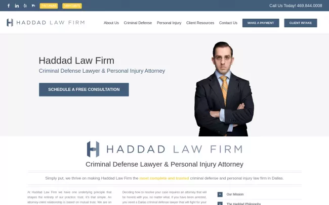 Screenshot of the Haddad Law Firm Website