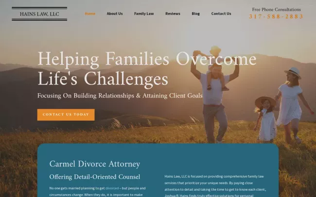 Screenshot of the Hains Law, LLC Website
