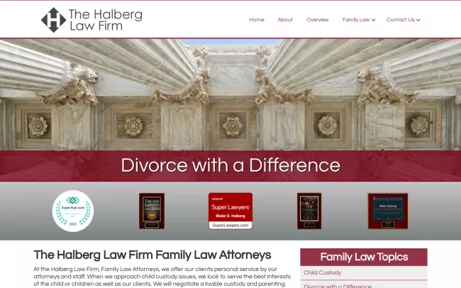 Screenshot of the Halberg Law Firm Website