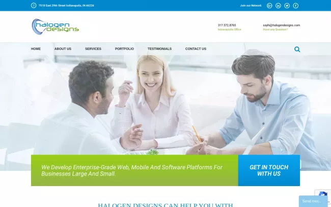 Screenshot of the Halogen Designs Website