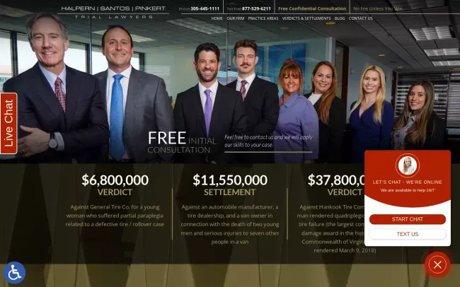 Screenshot of the Halpern Santos & Pinkert, P.A. Website