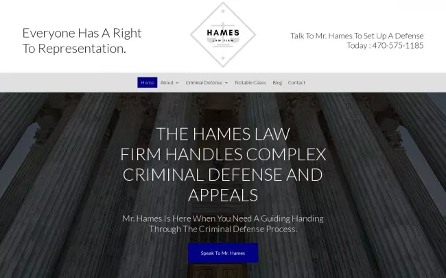 Screenshot of the The Hames Law Firm LLC Website