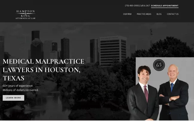 Screenshot of the Hampton & King Website