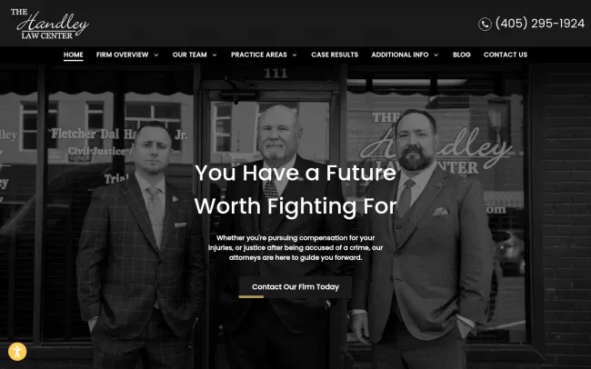 Screenshot of the The Handley Law Center Website