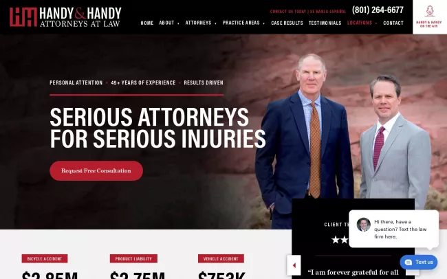 Screenshot of the Handy & Handy Attorneys At Law Website