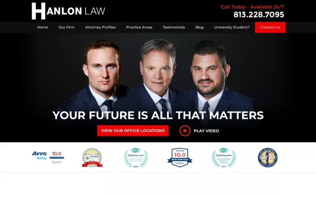 Screenshot of the Hanlon Law Website
