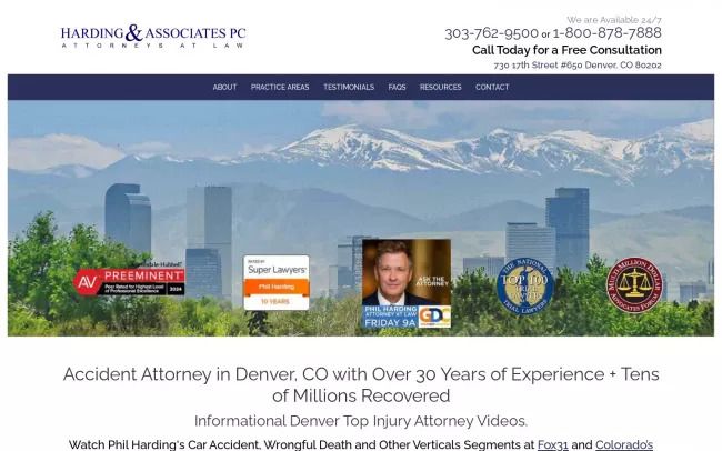 Screenshot of the Harding & Associates, PC. Website