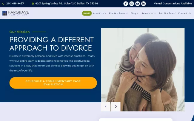 Screenshot of the Hargrave Family Law Website