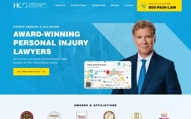Screenshot of the Harris, Keenan & Goldfarb PLLC Website