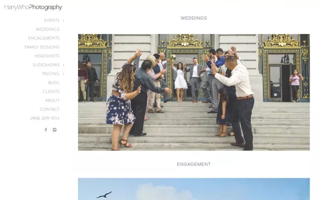 Screenshot of the Harry Who Photography Website