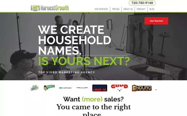 Screenshot of the Harvest Growth Website