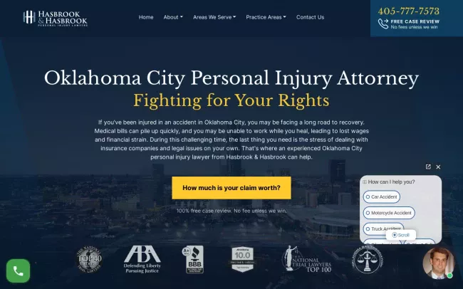 Screenshot of the Hasbrook & Hasbrook Personal Injury Lawyers Website