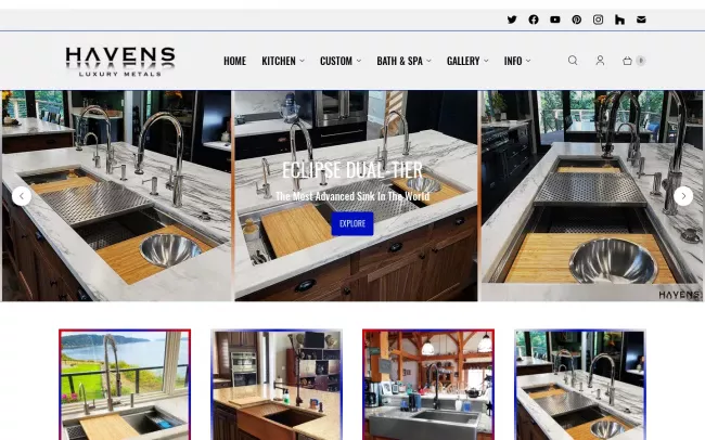 Screenshot of the Havens Luxury Metals Website