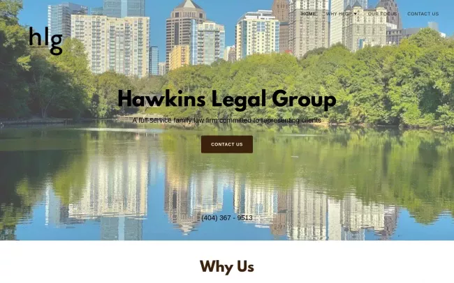 Screenshot of the Hawkins Legal Group Website