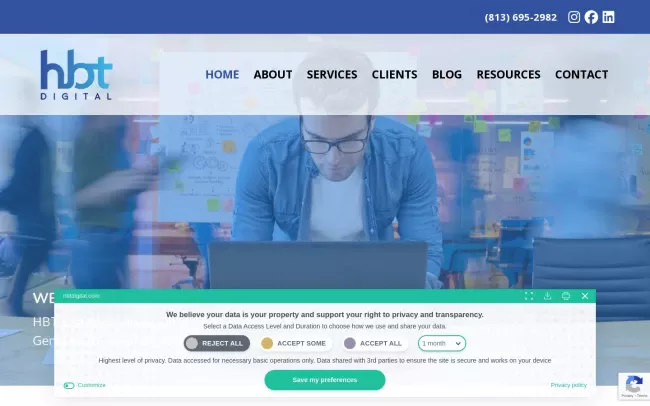 Screenshot of the HBT Digital Website