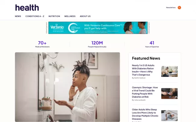 Screenshot of the Health.com Blog