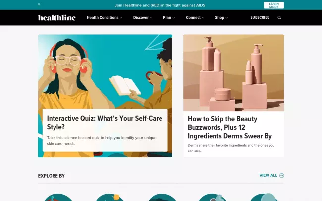 Screenshot of the Healthline Blog