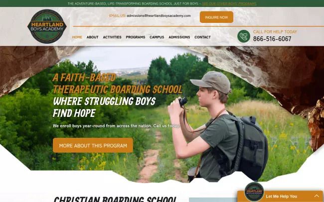 Screenshot of the Heartland Boys Academy Website