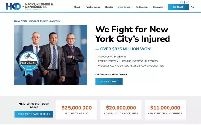 Screenshot of the Hecht, Kleeger & Damashek, P.C. Website