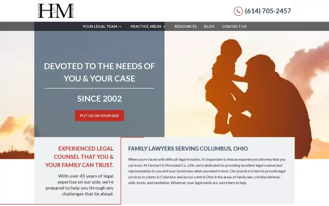 Screenshot of the Heckert & Moreland Co. LPA Website