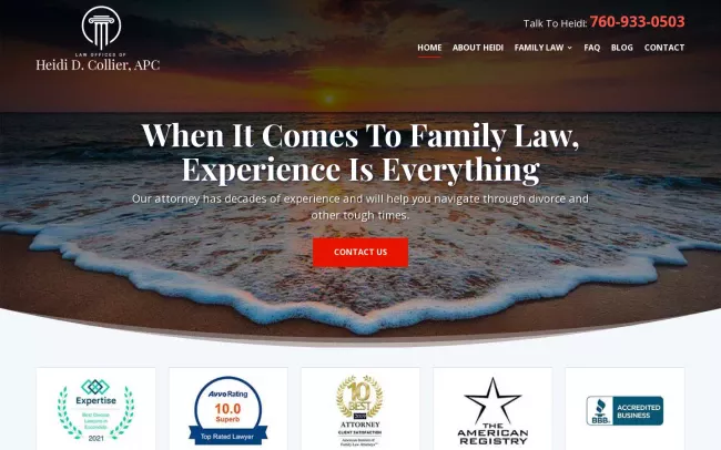 Screenshot of the Heidi D. Collier, APC Website