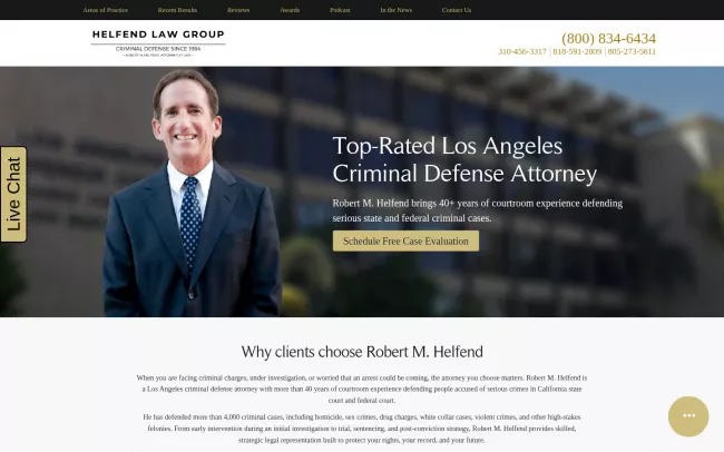 Screenshot of the Helfend Law Group Website