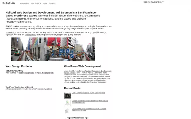 Screenshot of the HelloAri Web Development Website