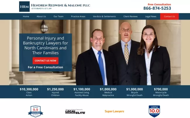Screenshot of the Hendren Redwine and Malone, PLLC Website