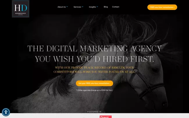 Screenshot of the Hennessey Digital Website