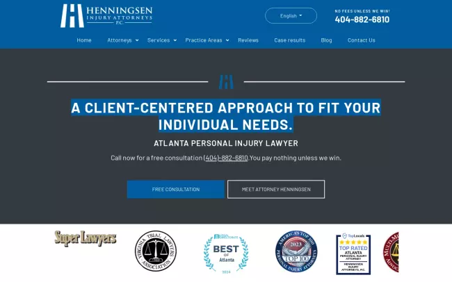 Screenshot of the Henningsen Attorneys, P.C. Website