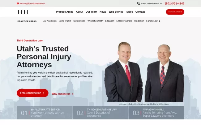 Screenshot of the Henriksen & Henriksen Website