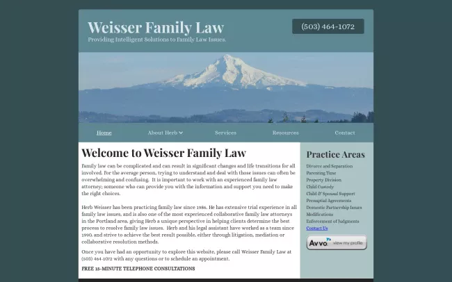 Screenshot of the Herb Weisser Website