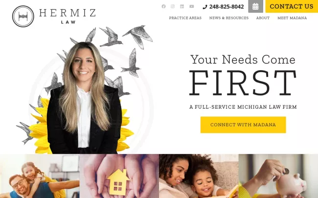 Screenshot of the Hermiz Law Website