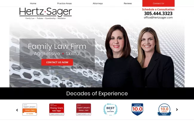 Screenshot of the Hertz • Sager Website