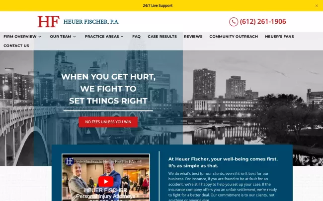 Screenshot of the Heuer Fischer, P.A. Website