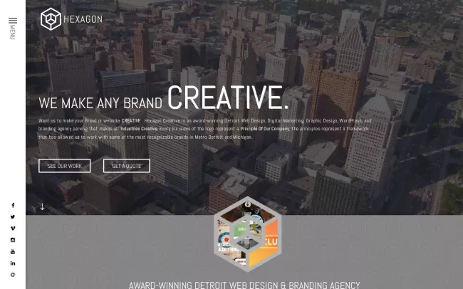 Screenshot of the Hexagon Creative- Detroit Web Design and Branding Website