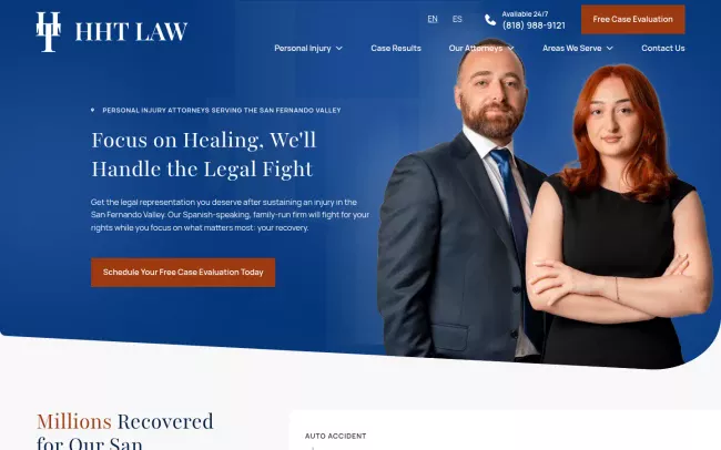 Screenshot of the HHT Law Website
