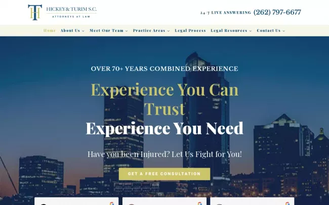Screenshot of the Hickey & Turim Website