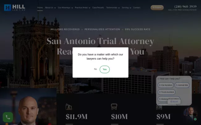 Screenshot of the Hill Law Firm Accident & Injury Lawyers Website