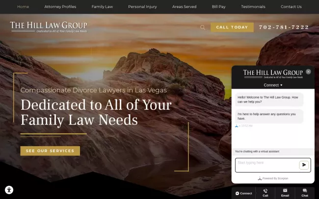 Screenshot of the The Hill Law Group Website