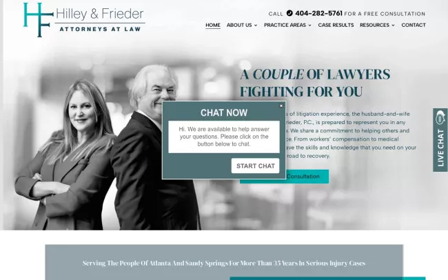 Screenshot of the Hilley & Frieder Website