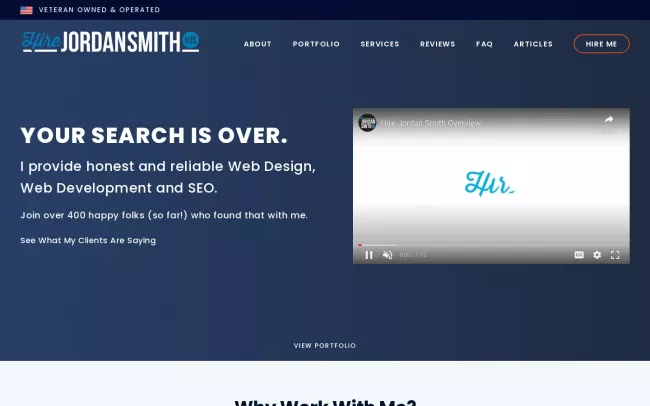 Screenshot of the Hire Jordan Smith - Tulsa Web Designer / Developer Website