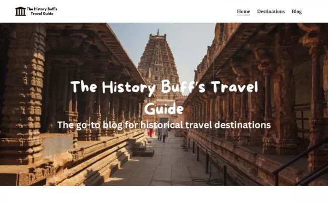 Screenshot of the The History Buff's Travel Guide Blog