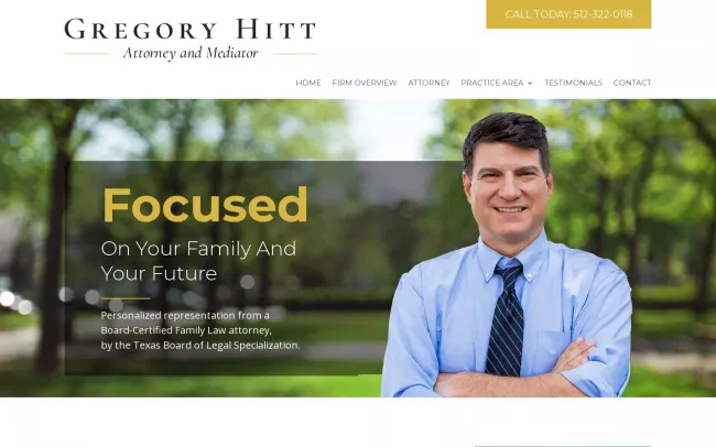 Screenshot of the Gregory Hitt, Family Law Attorney Website
