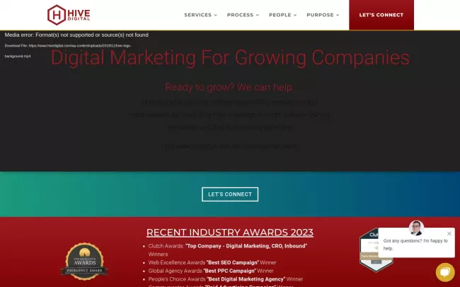 Screenshot of the Hive Digital, Inc. Website