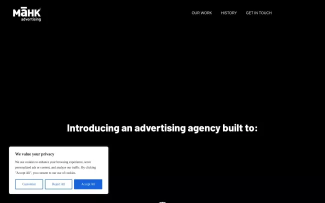 Screenshot of the MāHK Advertising Website