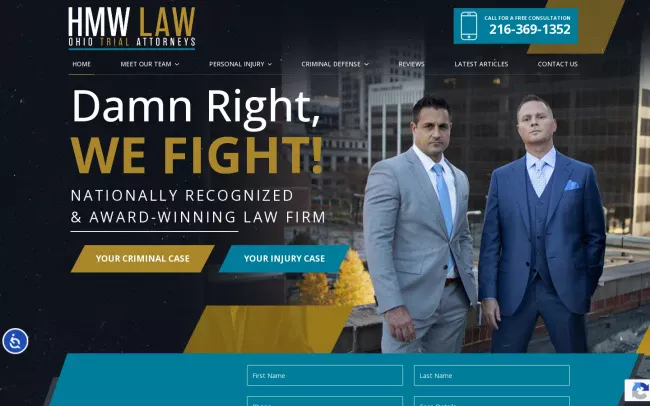 Screenshot of the HMW Law Website