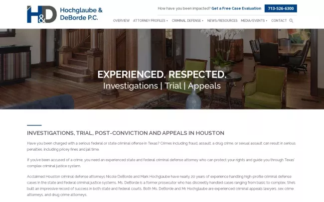 Screenshot of the Hochglaube & DeBorde, PC Website
