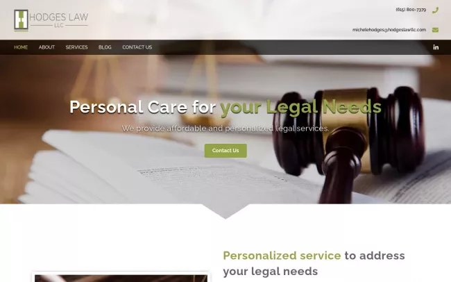 Screenshot of the Hodges Law, LLC Website