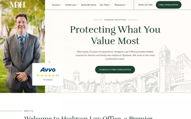 Screenshot of the Hodgson Law Office Website